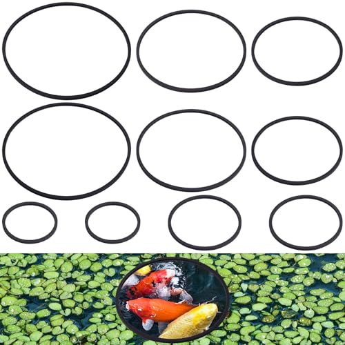 PAGOW 10pcs Fish Feeding Rings Set, 5 Sizes Round Floating Aquarium Plant Corral, Fish Tank Aquarium Accessories for Betta (Black)