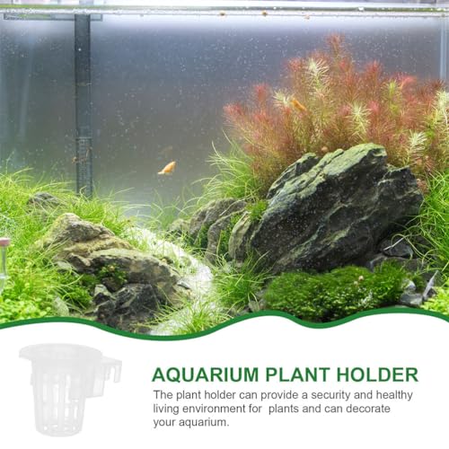 Hanging Aquarium Plant Holder Cup with Suction Cups 4-Pack Aquatic Plant Basket for Fish Hydroponic Planter for Aquatic Cultivation and Aquarium Decoration