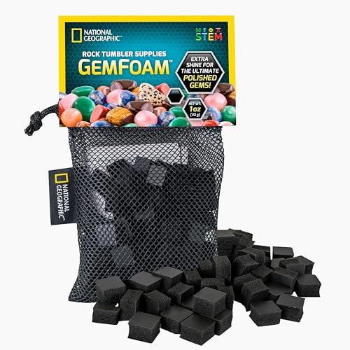 NATIONAL GEOGRAPHIC Rock Tumbling Media – GemFoam Reusable Rock Polisher Foam, Use After Rock Tumbling Grit Cycles, Adds Shine to Tumbled Rocks and Minerals, Rock Tumbling Supplies - style: New Polishing Foam
