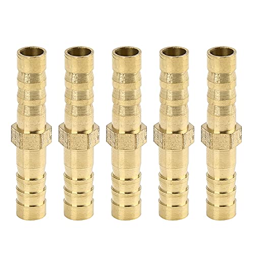 X AUTOHAUX 6mm Brass Barb Hose Fitting Straight Union Connector for Air Water Gas Oil 5pcs - size: 6mm
