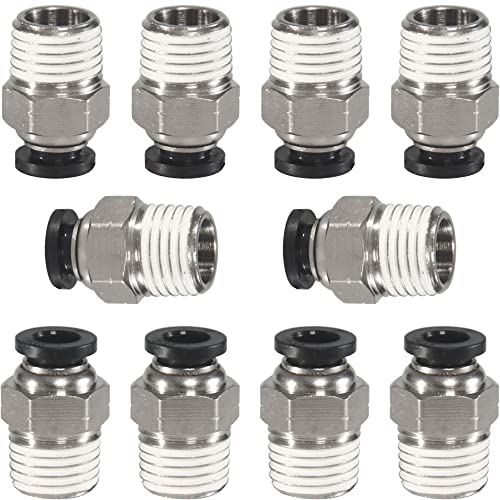 1/4 Air hose fittings, Push to Connect Air fittings Male Straight 1/4 Inch Tube OD x 1/4 NPT Thread Fitting (Pack of 10) - size: OD 1/4 - NPT 1/4, style: Male thread