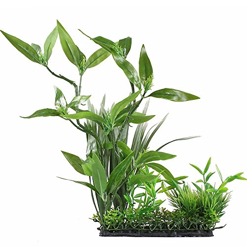 CNZ Aquarium Decor Fish Tank Decoration Ornament Artificial Plastic Plant Green 13" Tall