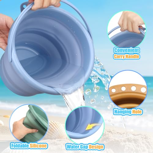 3PCS Foldable Beach Bucket Sandbox Kit Toys for Kid Adult, Collapsible Small Bucket for Washing Camping Fishing, Silicone Sand Pail for Garden Planting, Travel, Beach Summer Toy Gift for Boy Girl - color: Bronze