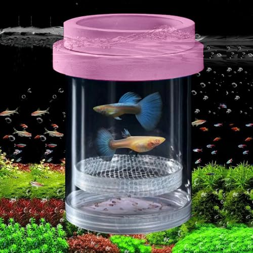 Floating Fish Breeding Isolation Box for Aquarium Tank Plastic Mesh Hatchery Incubator Breeder Box for Baby Fish Betta Shrimp Clownfish Guppy (Pink,Medium) - color: Pink