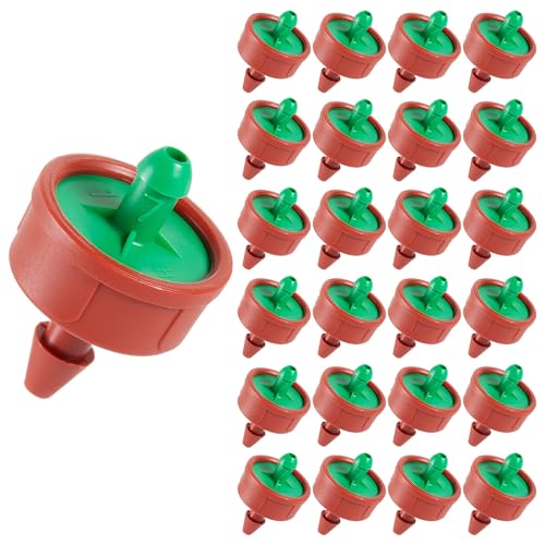 30 Pcs 0.25 GPH Pressure Compensating Irrigation Spot Drippers,Constant Flow Barb Outlet Watering Dripper Emitters Heads Parts for 1/4 Inch Watering Tubing Line for Garden Pots Plant Irrigation System - color: 0.25 GPH 30 PCS