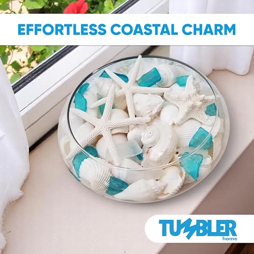 Tumbler Home Natural Sea Shells, Starfish & Sea Glass, Generous 1.5 lbs Hand Picked – Hand Packed | DIY, Crafts, Party, Wedding Decor | Shells 1.5 to 4.5 Inches - color: Shells + Glass + Starfish