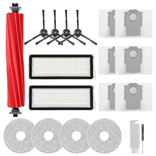 Accessories Replacement Kit for Roborock Q Revo S, Qevo Pro, Qrevo Plus Robot Vacuum, 1 Main Brush, 4 Mop Cloth, 2 Washable Filter, 4 Black Side Brushes, 6 Dust Bag, 1 Cleaning Tool - 18 Pcs - color: QrevoS/QrevoPro/QrevoPlus Accessories