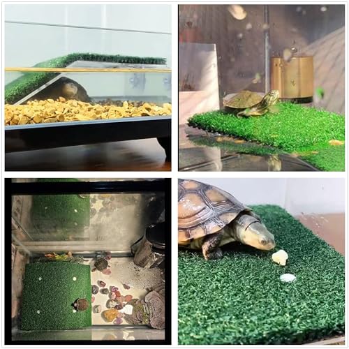 Large Turtle Resting Basking Platform, Simulation Grass Turtle Ramp, Lawn Tortoise Climbing Ladder Resting Terrace, Turtle Tank Accessories Aquarium Floating Décor for Reptile Frog Terrapin Amphibian - size: L