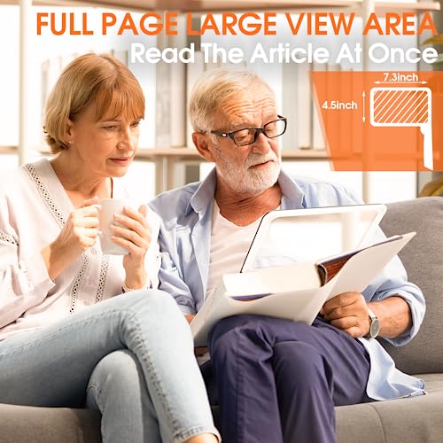Large Magnifying Glass with Light, Full Page Magnifier 48LED Cold & Warm Light with 3 Modes, Folding Handheld Illuminated Lighted Magnifier for Seniors Low Vision Reading Inspection (Orange)