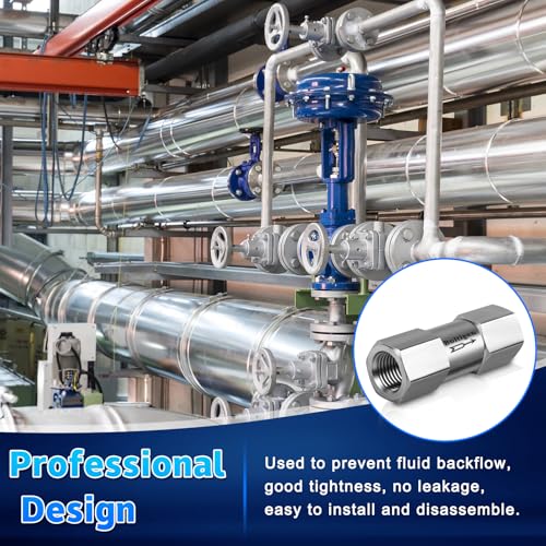 Boltigen Stainless Steel 304 1/2" NPT Spring Check Valve, 1000 PSI, -20C to 200C, Industrial Check Valve, 2 Ports, NPT Connections - size: 1/2'' NPT
