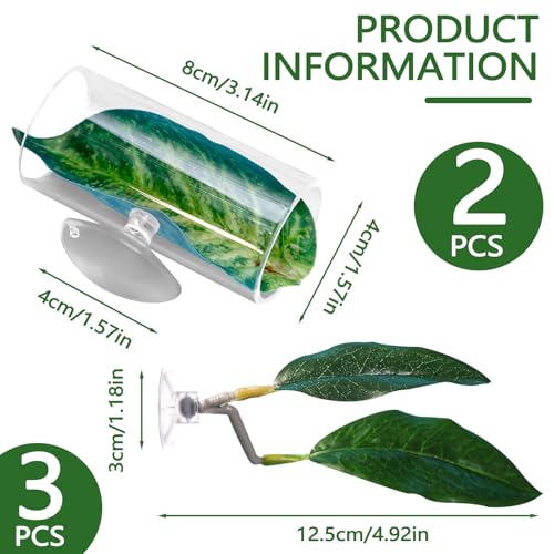 5 Pieces Acrylic Betta Fish Tunnel Tube with Suction Cup, Tank Accessories Leaf Pad Habitat Shelter Hideaway with Hollow Design for Better Observation (Style 2)