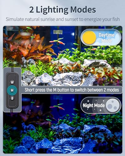 Pawfly 18 W Aquarium LED Light for 24 to 30 Inch Fish Tanks Extendable Fish Tank Light with Full Spectrum Brilliant White Blue Red Lights with Daytime & Night Modes and Adjustable Brightness - color: Basic, size: 24"-30"