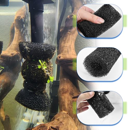 12 Pieces Aquarium Filter Sponge 0.8" Intake Shrimp Filter Coarse Sponge Filter for Aquarium Fish Tank, Protect Fish Fry and Shrimp, Black