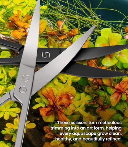 UNS Pro Aquascaping Tools - Stainless Steel Aquarium Accessories for Trimming Stem & Carpet Aquatic Plants, Coral Cutting in Freshwater, Reef, Terrarium or Vivarium Tanks - Wave Scissors, Grey - color: Grey