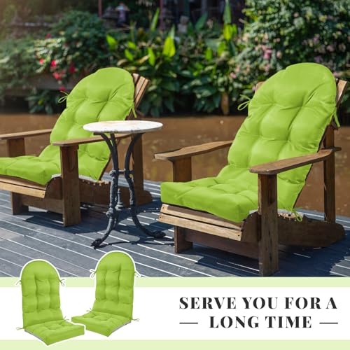 Geelin 2 Pcs Outdoor Patio Chair Cushion Thick High Back Adirondack Chair Cushion Tufted Weather & Fade Resistant Anti-Slip Outside Rocking Chairs Pads with Ties, 44 x 19 x 4 Inch (Fruit Green) - color: Fruit Green