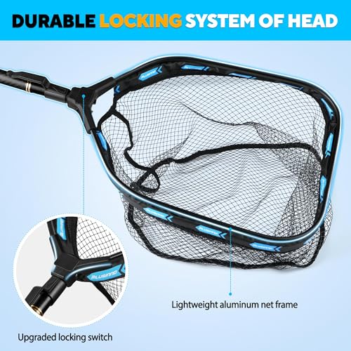 PLUSINNO Floating Fishing Net with Telescoping Handle, Carbon Fiber Ultralight Long Fish Net, Collapsible Landing Net 6.56/7.86Ft, Fishing Gear Kayak Accessories for Bass Trout Salmon - style: 7.86 Ft Full Length