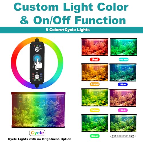 SEAOURA Submersible Aquarium Light for 12 to 23 Inch Fish Tank, 24/7 Cycle Fish Tank Light with Timer, Aquarium Plant Light with Full Spectrum+7 Single Colors, Auto On/Off, Adjustable Brightness - size: 11 Inch length