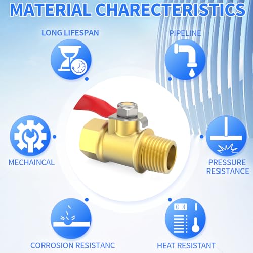 ChillWaves Brass Ball Valve, Air Compressor Ball Valve Shut Off Switch 1/4" NPT Male x 1/4" NPT Female Thread Pipe Fitting(4-PACK) - size: 1/4" MNPT x 1/4" FNPT, style: PACK OF 4