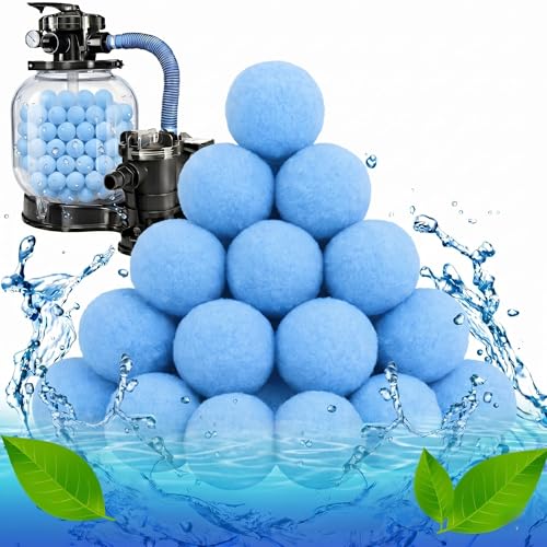 3 lbs Pool Filter Balls for Sand Filter, Reusable Pool Fiber Filter Balls Replace 110lbs Pool Filter Sand，Efficient Pool Filter Media Balls for Swimming Pool, Filter Pump, Pool Cleaning(1400g - blue) - color: 1400g - blue