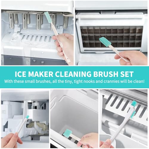 Ice Machine Cleaner Brush Kits, 10 PCS Ice Maker Cleaning Tools - 2PCS Long Drain Pipe Brushes and 8 PCS Crevice Cleaning Brushes