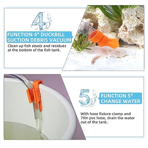 hygger Aquarium Gravel Cleaner Kit, Fish Net Aquarium Cleaning Brush, Patented Water Changer Gravel Vacuum Fish Tank Sand Cleaner Kit Aquarium Siphon Vacuum Cleaner with Water Hose Controller Clamp