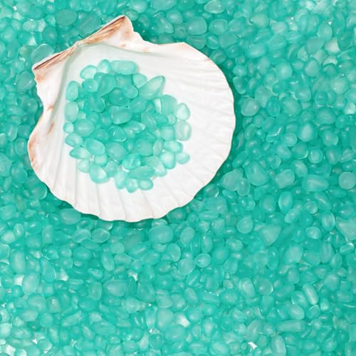 QEQEKAKA Sea Glass Stones for Crafts About 2.75LB (1180g/41.62oz) Glass Pebbles Gemstones Bulk for Beaching Wedding DIY Decoration Aquarium Turtle Tank Vase Filler - color: Mint Green, size: 2.75LB (1185g/41.79oz)