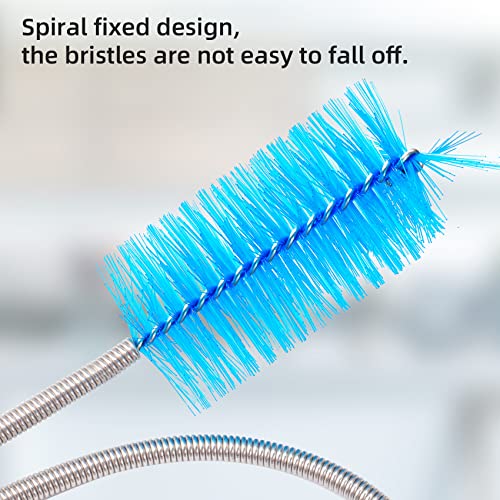 Annhua 39" Pipe Brushes Tube Cleaning Brush Flexible, Feeding Tube Brush Hose Cleaner Brush Long Metal Pipe Cleaner Brush for Drain Hole Dredging - Double-Headed Spring Brush - Blue
