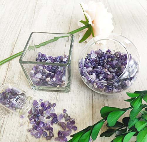 ZHIYUXI Amethyst Crystal Chips Fish Tank Gravel Vase Filler Stones Crushed Crystals Gemstone Polished Healing Crystals Natural Quartz Stone 0.44lbs - color: C# Amethyst, size: 0.44 Pound