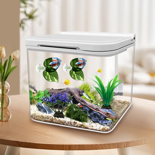Moonorange Betta Hammock, 4 Pack Betta Fish Leaf Pad and Small Aquarium Artificial Plants, Natural Habitat for Betta Spawning Grounds, Fish Tank Decorations.(4pcs/ABC) - color: 4pcs/Abc