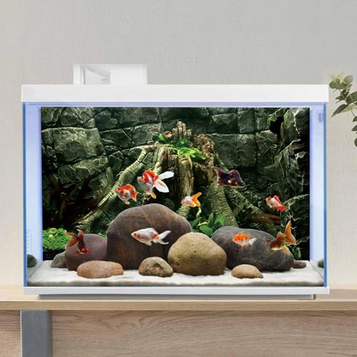 AWERT 72x24 inches Stone Aquarium Background River Bed & Lake Aquarium Vinyl Background Stone Fish Tank Background