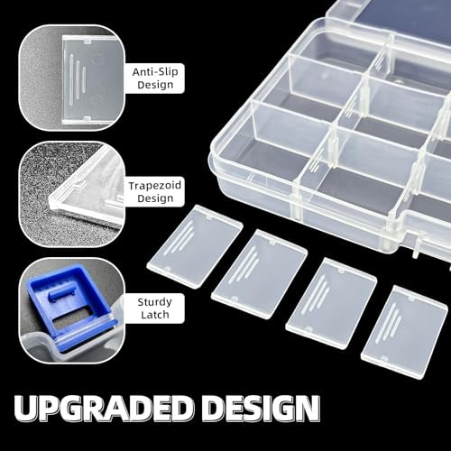 DUOFIRE Plastic Organizer Container Storage Box Adjustable Divider Removable Grid Compartment for Jewelry Beads Earring Container Tool Fishing Hook Small Accessories (15 grids, 4 Colors) - color: 4 Colors - 15 Grids, size: 4 pack