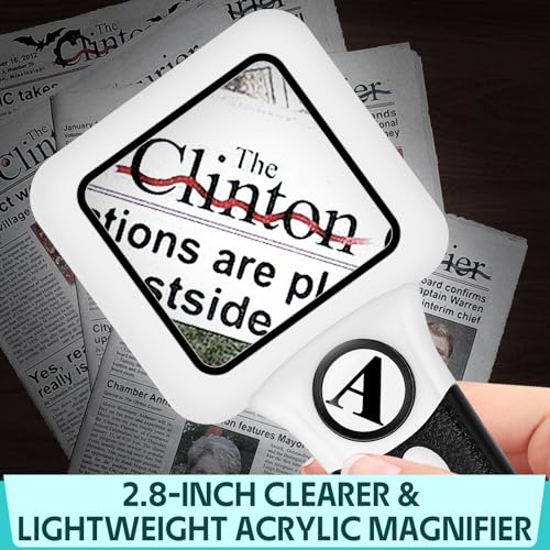 Compact Magnifying Glass with Lights,45X 10X Small Handheld Lighted Magnifier,3 LED Light Magnifying Glass for Reading Small Prints & Low Vision Seniors Rectangle 2PACK - color: 2 Pack Black Handle&white Frame