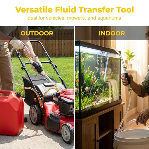 Multifunctional Liquid Siphon Pump, Hand Fuel Transfer Pump, Large Diameter Manual Fluid Extractor for Gasoline, Fuel, Diesel, Water, Fish Tank - With 3.2/4.9/6.5/9.8ft Hose (2, With 4.9ft Hose)