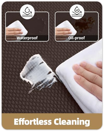 Color&Geometry Anti Fatigue Cushion Padded Kitchen Mat for Floor - 17x29+17x59,Easy Clean, Waterproof & Oil Proof, Anti Slip, Foam Rubber Runner Rug for Front Sink Comfort Standing, Brown Set of 2 - color: Brown, size: 17"x29"+17"x59"