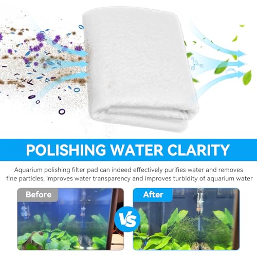 Aquarium Polishing Filter Pad, 100 Micron Water Polishing Pad for Aquarium Fish Tank Filter - Aquarium Filter Floss Media Pad Cut-to-Fit Ponds & Sumps For Crystal Clear Water (36" X 24"，1 Pack)