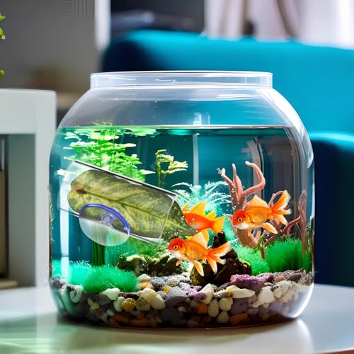 Veemoon 2 Pcs Acrylic Betta Fish Tube Tunnel with Suction Cups Transparent Betta Hideout and Resting Leaf Aquarium Decoration 3.14 X 1.57 Inch Fish Tank Accessory for Home and Office