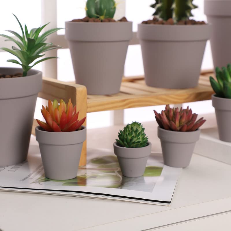 Yishang 2.5 inch Grey Terracotta Pots with Drainage Holes,Small Mini Clay Ceramic Pottery Planter,Cactus Flower Terra Cotta Pots,Succulents Nursery Pots for Indoor/Outdoor Plants,Crafts-12 Pack - color: Gray