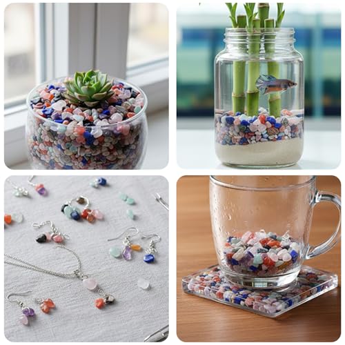 Crystal Chips Stone-Aquarium Rocks Decor,Fish Gravel,Tumbled Stone Chips for Aquascape Vase Filler,DIY Crafts,Indoor Plants - color: Colorful