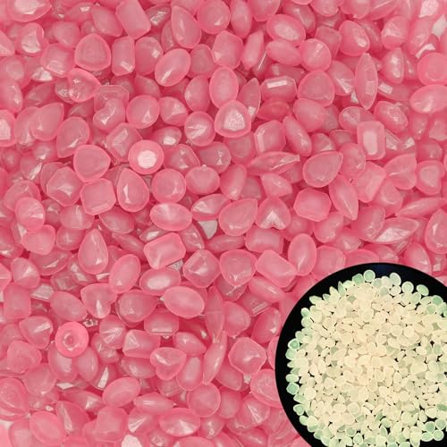 1000pc 0.4-0.6" Glow in The Dark Rock Outdoor Decorative Stones Glowing Rocks Landscaping Pebbles Luminous Stone for Garden Patio Aquarium Walkway Driveway Lawn,Pink - size: 1000, style: Pink