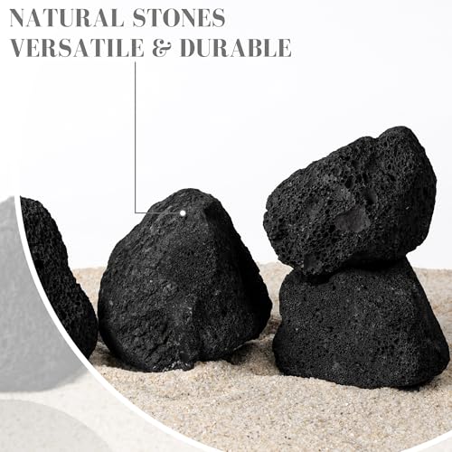 2.2-6.1 Inches Natural Black Lava Rock, 4 PCS Small Aquarium Rocks for Aquascaping, Terrariums, Reptile Tanks & Aquarium Décor - size: 2.2-6.1 in