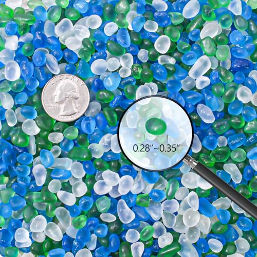Keedolla 0.5 Lb Blue Green Betta Fish Tank Rocks Gravel Frosted Glass Beads, 6-9mm Aquarium Rocks Fish Tank Gravel Stones Pebbles for Vase Fillers, DIY Crafts, Home Decor - color: Sea Blue, Green, Clear, size: 0.5 LB