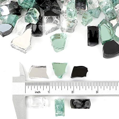 Stanbroil 10-Pound Blended Fire Glass - 1/2 inch Reflective Tempered Fire Glass Blended Onyx Black, Platinum, Light Green Reflective for Indoor and Outdoor Gas Fire Pits and Fireplaces - color: Onyx Black, Platinum, Light Green, size: 1/2"