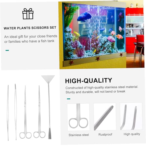 GANAZONO 5pcs Aquarium Maintenance Tool Set Scissors Tweezers Shovel for Water Plants Care and Aquascaping Ergonomic Design for Easy Handling and Use
