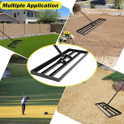 30"x10" Lawn Leveling Rake - High Carbon Steel Yard Lawn Leveler Tool with Adjustable Long Handle | Multi-Surface Levelawn Tool for Soil, Grass, Golf Course, Garden & Farm Care - style: 30"x10"