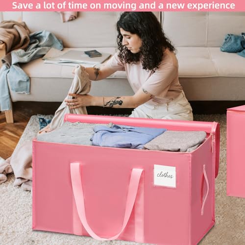 Moving Bags Heavy Duty Bubblegum Pink – Large Packing Bags for Moving, Extra Large Storage Totes with Zippers and Handles - color: Bubblegum Pink