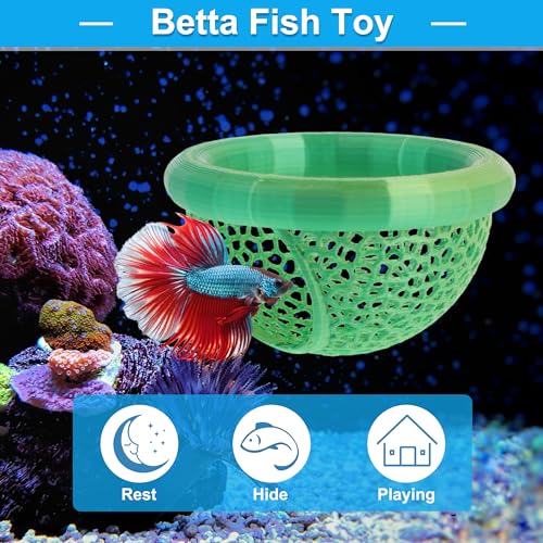 Betta Hideout Cave, Aquarium Floating Betta Hideout, Multi-Functional Betta Fish Hammock, Green - color: Green