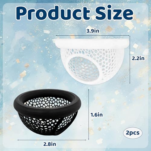2 Pack Betta Hammock, Betta Fish Tank Accessories, Floating Betta Hide, Beta Fish Tank Decor, Fish Cave, Aquarium Decorations (Black and White)
