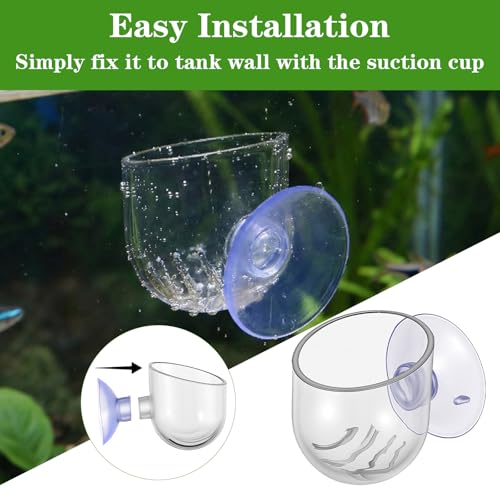 2 Pcs Aquarium Plant Holder, Live Aquarium Plants Holder with Suction Cup, Plastic Fish Tank Plant Pots, Clear Red Worm Fish Feeder for Aquascape Decoration