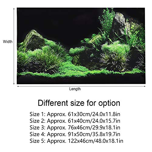 Aquarium Background Sticker, 3D Effect Underwater Seaworld Backdrop Decorations Poster, DIY Aquarium Fish Tank Seafloor Water Grass Background Painting PVC Sticker for Aquarium Fish Tank(122*46cm) - size: 122*46cm