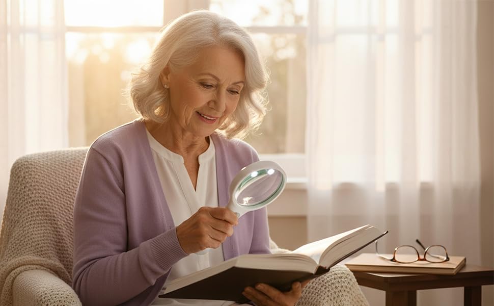 Magnifying Glass with Light 3X 45X Handheld Magnifier 3 LED Light Magnifying Glass for Reading Small Prints Reading Inspection Jewellery Hobbies Crafts (White) - color: White